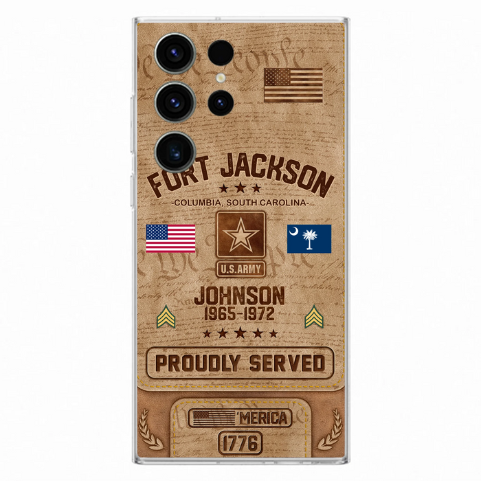 Custom Personalized Veteran Phone Case - Gift For Veteran - Birthday/ Father's Day Gift - Proudly Served - Case For iPhone And Samsung