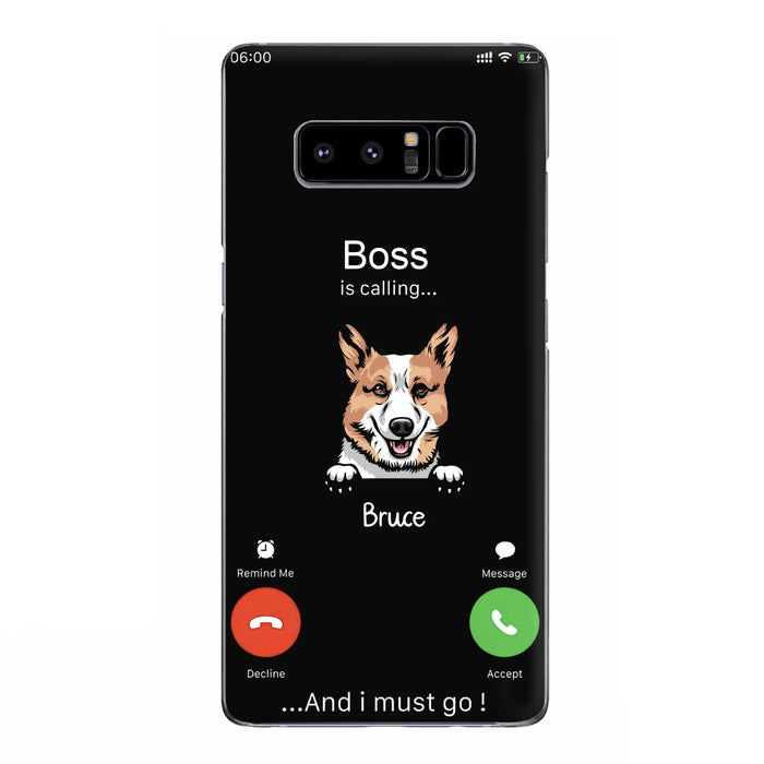Custom Personalized Dog Phone Case - Gift Idea For Dog Lover/Mother's Day/Father's Day - Upto 5 Dogs - Boss Is Calling And I Must Go - Case For iPhone/Samsung