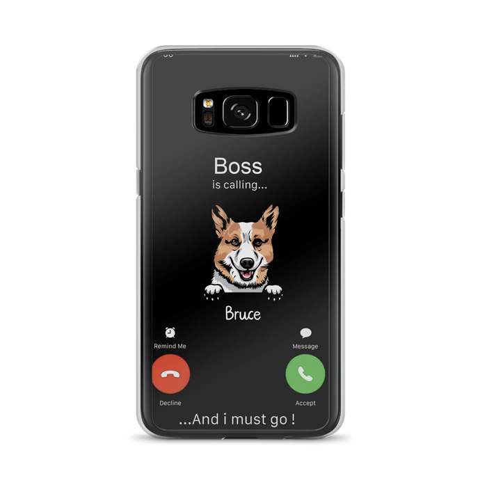 Custom Personalized Dog Phone Case - Gift Idea For Dog Lover/Mother's Day/Father's Day - Upto 5 Dogs - Boss Is Calling And I Must Go - Case For iPhone/Samsung