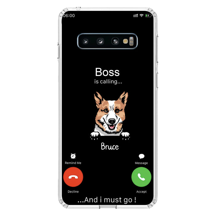 Custom Personalized Dog Phone Case - Gift Idea For Dog Lover/Mother's Day/Father's Day - Upto 5 Dogs - Boss Is Calling And I Must Go - Case For iPhone/Samsung