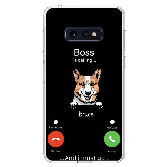 Custom Personalized Dog Phone Case - Gift Idea For Dog Lover/Mother's Day/Father's Day - Upto 5 Dogs - Boss Is Calling And I Must Go - Case For iPhone/Samsung