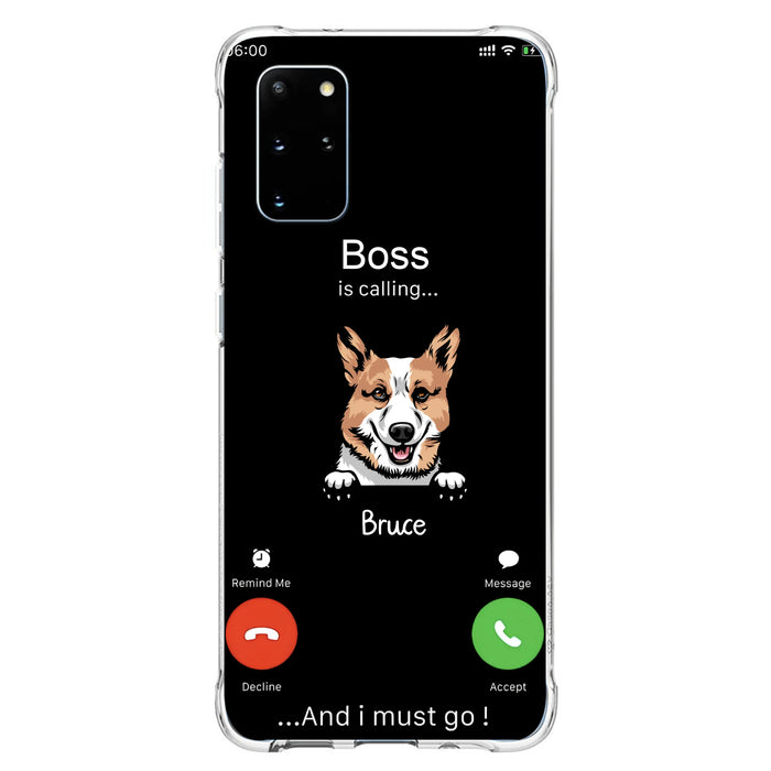 Custom Personalized Dog Phone Case - Gift Idea For Dog Lover/Mother's Day/Father's Day - Upto 5 Dogs - Boss Is Calling And I Must Go - Case For iPhone/Samsung
