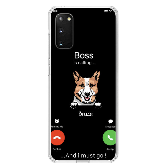 Custom Personalized Dog Phone Case - Gift Idea For Dog Lover/Mother's Day/Father's Day - Upto 5 Dogs - Boss Is Calling And I Must Go - Case For iPhone/Samsung