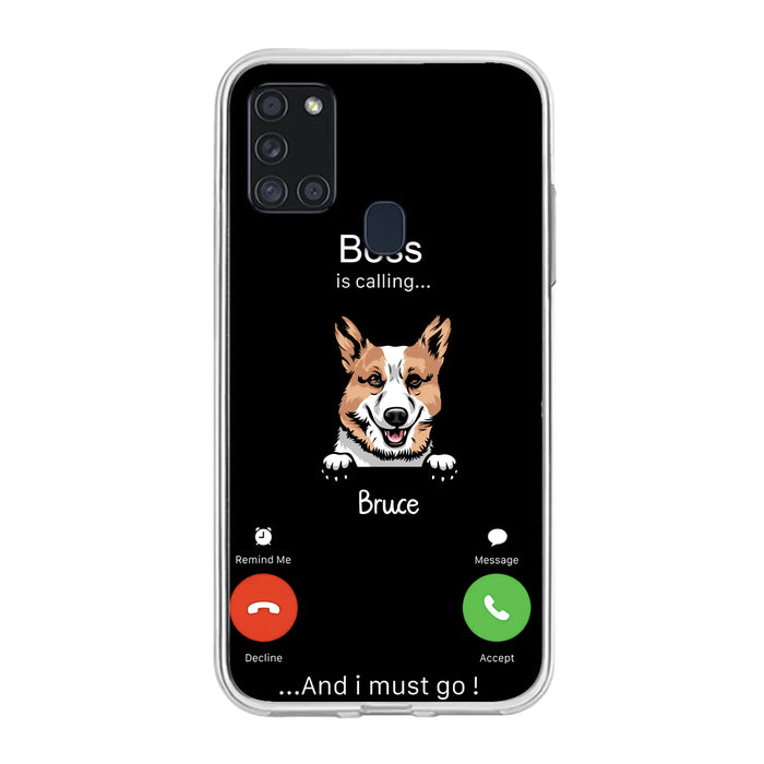 Custom Personalized Dog Phone Case - Gift Idea For Dog Lover/Mother's Day/Father's Day - Upto 5 Dogs - Boss Is Calling And I Must Go - Case For iPhone/Samsung