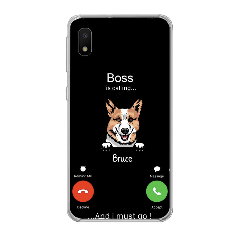Custom Personalized Dog Phone Case - Gift Idea For Dog Lover/Mother's Day/Father's Day - Upto 5 Dogs - Boss Is Calling And I Must Go - Case For iPhone/Samsung
