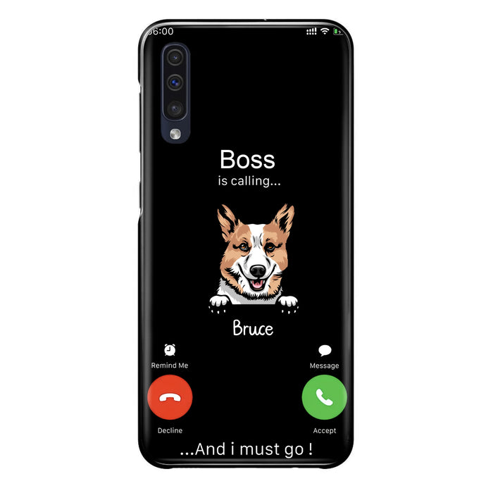 Custom Personalized Dog Phone Case - Gift Idea For Dog Lover/Mother's Day/Father's Day - Upto 5 Dogs - Boss Is Calling And I Must Go - Case For iPhone/Samsung