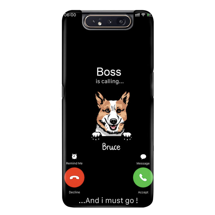Custom Personalized Dog Phone Case - Gift Idea For Dog Lover/Mother's Day/Father's Day - Upto 5 Dogs - Boss Is Calling And I Must Go - Case For iPhone/Samsung