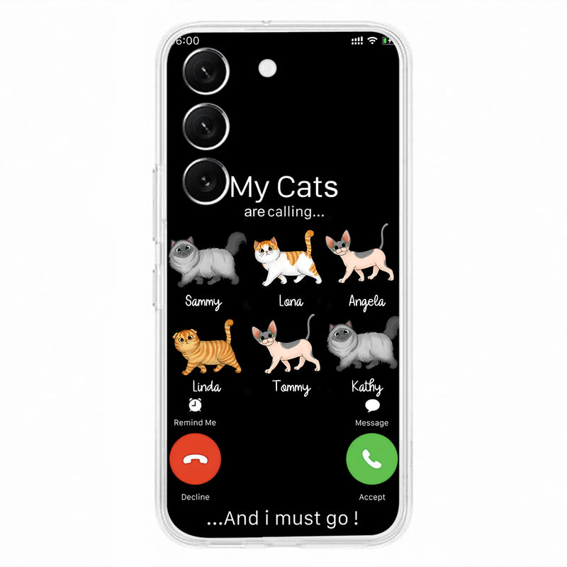 Custom Personalized Cats Phone Case - Gift Idea For Cat Lover/Mother's Day/Father's Day - My Cats Are Calling And I Must Go - Case For iPhone/Samsung