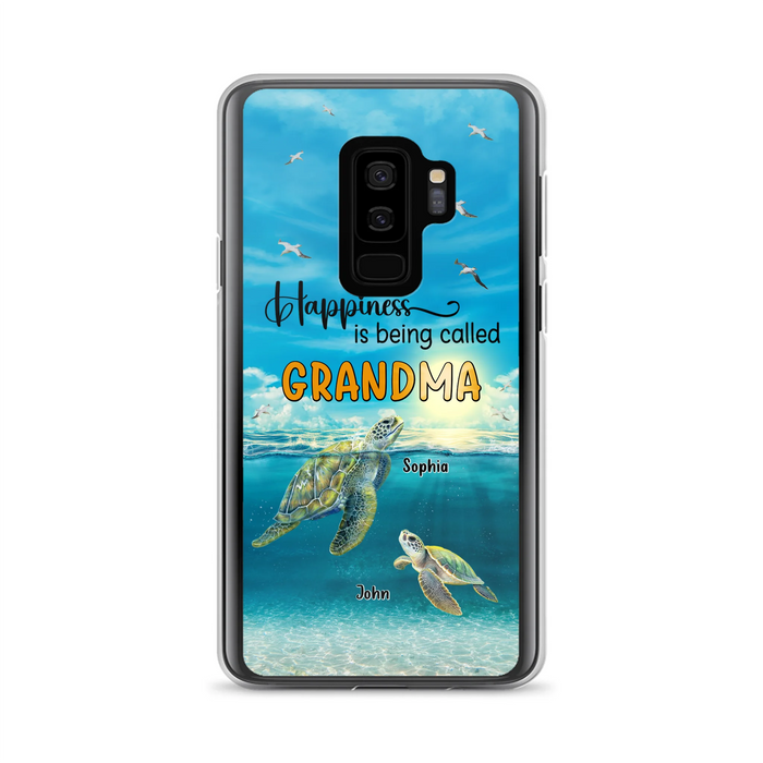 Custom Personalized Grandma Mom Turtle Phone Case - Gift Idea For Grandma - Up to 10 Kids - Happiness Is Being Called Grandma - Case For iPhone, Samsung