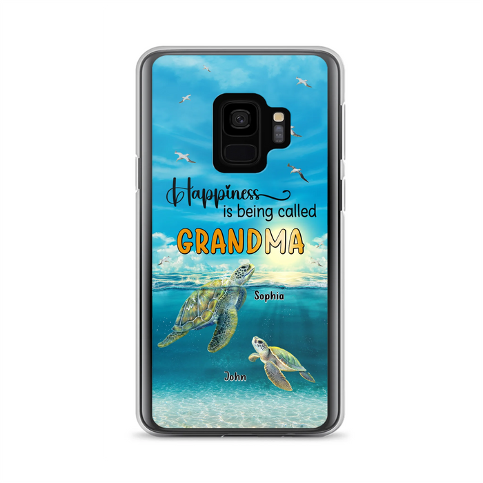 Custom Personalized Grandma Mom Turtle Phone Case - Gift Idea For Grandma - Up to 10 Kids - Happiness Is Being Called Grandma - Case For iPhone, Samsung