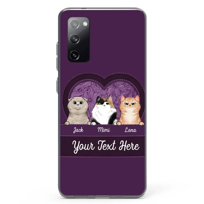 Custom Personalized Cat Phone Case For iPhone And Samsung - Gift Idea For Cat Lover - Up to 3  Cats  - Cat In Heart