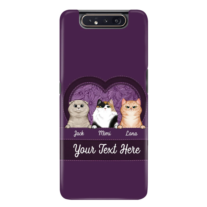 Custom Personalized Cat Phone Case For iPhone And Samsung - Gift Idea For Cat Lover - Up to 3  Cats  - Cat In Heart