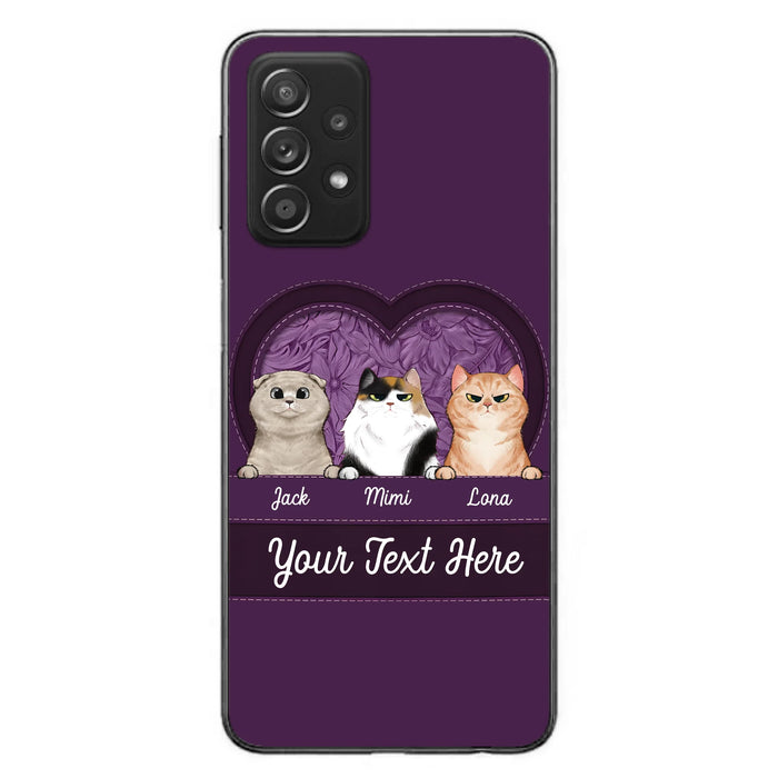 Custom Personalized Cat Phone Case For iPhone And Samsung - Gift Idea For Cat Lover - Up to 3  Cats  - Cat In Heart
