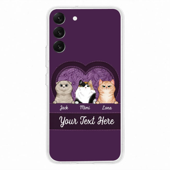 Custom Personalized Cat Phone Case For iPhone And Samsung - Gift Idea For Cat Lover - Up to 3  Cats  - Cat In Heart