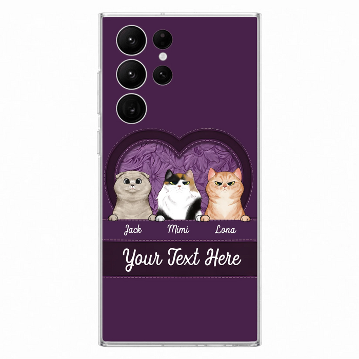 Custom Personalized Cat Phone Case For iPhone And Samsung - Gift Idea For Cat Lover - Up to 3  Cats  - Cat In Heart