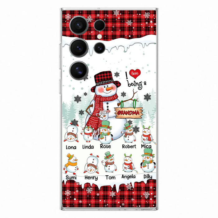 Personalized Snowman Christmas Grandma Phone Case - Christmas Gift Idea For Grandma - Up to 10 Kids - Case For iPhone/Samsung