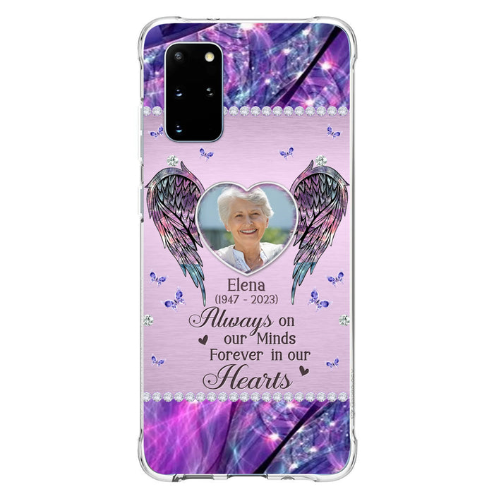Custom Personalized Memorial Phone Case - Memorial Gift Idea For Family - Case For iPhone/Samsung - Always On My Mind Forever In Our Hearts