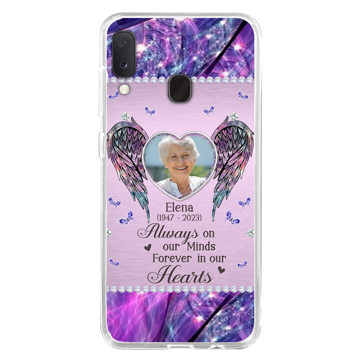 Custom Personalized Memorial Phone Case - Memorial Gift Idea For Family - Case For iPhone/Samsung - Always On My Mind Forever In Our Hearts