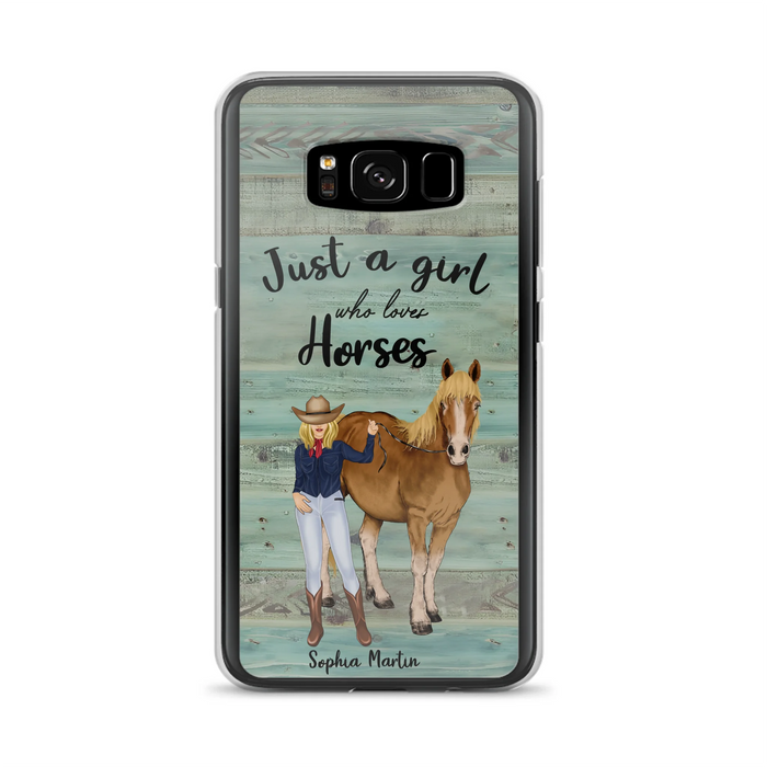 Custom Personalized Horse Lady Phone Case - Gift Idea For Horse Lovers - Just A Girl Who Loves Horses - Case For iPhone/Samsung