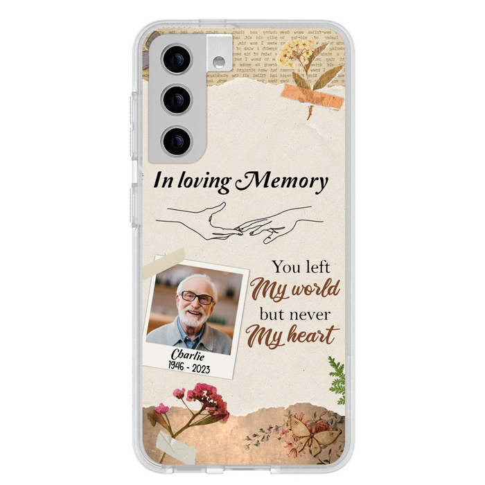 Custom Personalized Memorial Phone Case - Memorial Gift Idea For Family - Case For iPhone/Samsung - You Left My World But Never My Heart