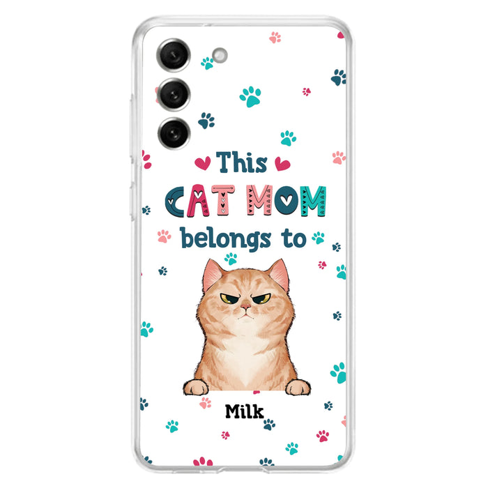 Custom Personalized Cat Phone Case For iPhone And Samsung - Gift Idea For Cat Lover - Up to 6 Cats - This Cat Mom Belongs To