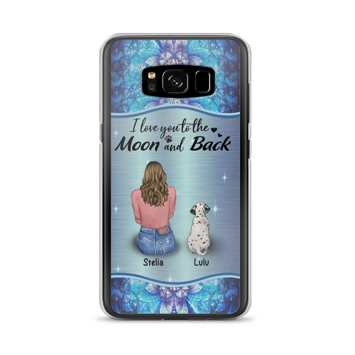 Personalized Dog Mom Phone Case - Upto 4 Dogs -Gift Idea For Dog Owners - I Love You To The Moon And Back - Case For iPhone/Samsung