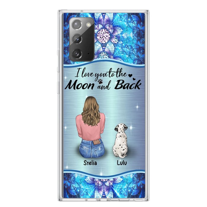 Personalized Dog Mom Phone Case - Upto 4 Dogs -Gift Idea For Dog Owners - I Love You To The Moon And Back - Case For iPhone/Samsung