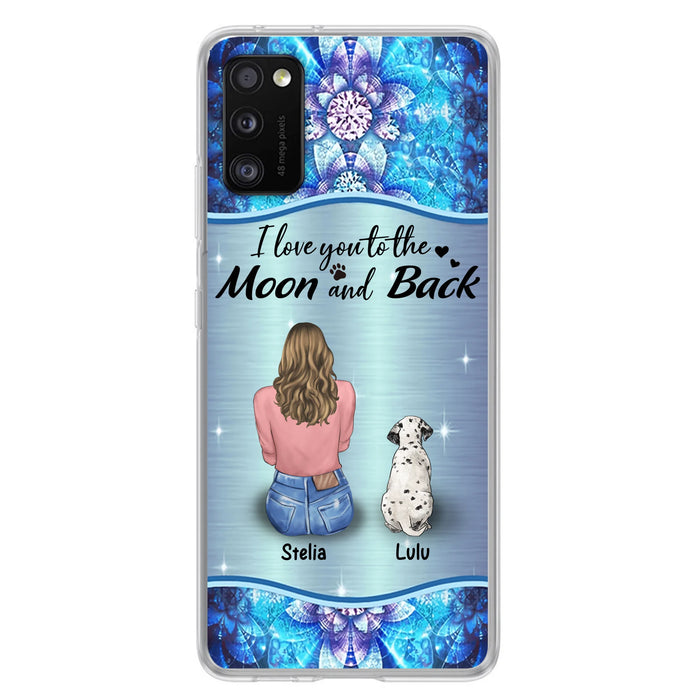 Personalized Dog Mom Phone Case - Upto 4 Dogs -Gift Idea For Dog Owners - I Love You To The Moon And Back - Case For iPhone/Samsung
