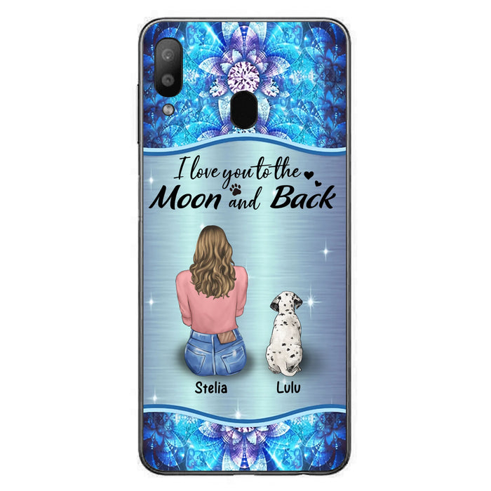 Personalized Dog Mom Phone Case - Upto 4 Dogs -Gift Idea For Dog Owners - I Love You To The Moon And Back - Case For iPhone/Samsung