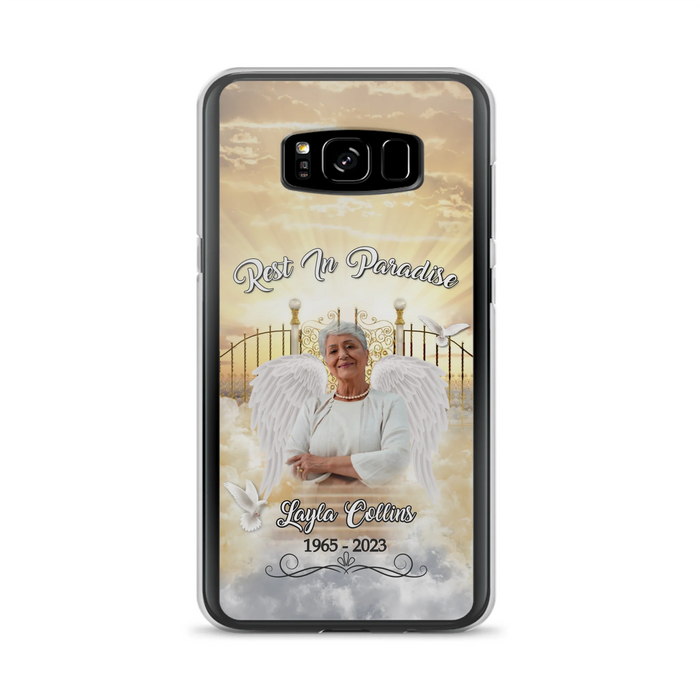 Custom Personalized Rest In Paradise Memorial Phone Case - Upload Photo - Memorial Gift Idea For Family - Case For iPhone And Samsung