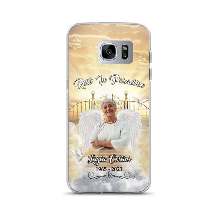 Custom Personalized Rest In Paradise Memorial Phone Case - Upload Photo - Memorial Gift Idea For Family - Case For iPhone And Samsung