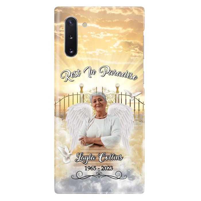 Custom Personalized Rest In Paradise Memorial Phone Case - Upload Photo - Memorial Gift Idea For Family - Case For iPhone And Samsung