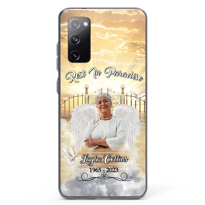Custom Personalized Rest In Paradise Memorial Phone Case - Upload Photo - Memorial Gift Idea For Family - Case For iPhone And Samsung