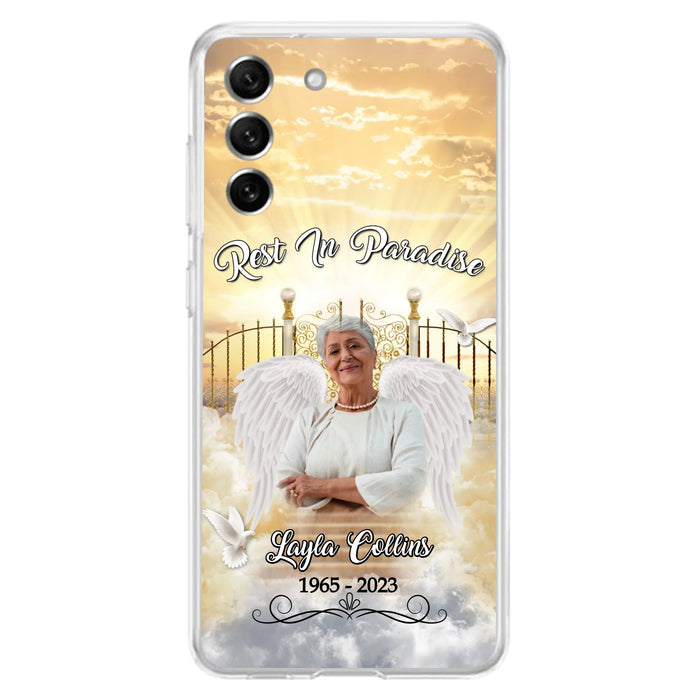 Custom Personalized Rest In Paradise Memorial Phone Case - Upload Photo - Memorial Gift Idea For Family - Case For iPhone And Samsung