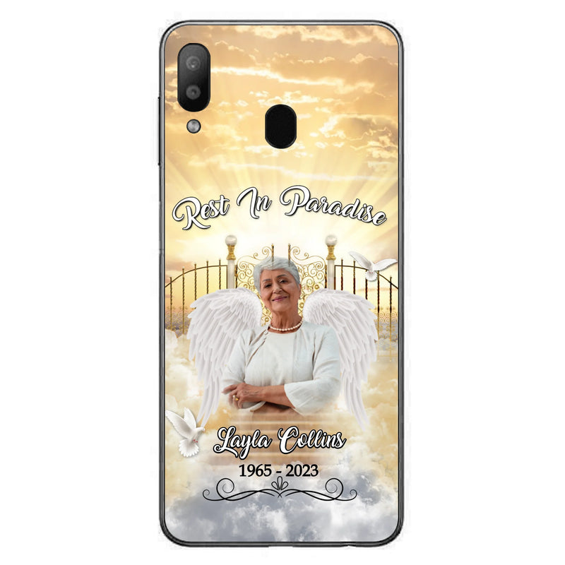 Custom Personalized Rest In Paradise Memorial Phone Case - Upload Photo - Memorial Gift Idea For Family - Case For iPhone And Samsung