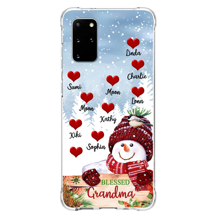 Personalized Snowman Grandma Phone Case - Christmas Gift Idea For Grandma - Up to 10 Kids - Case For iPhone/Samsung - Blessed Grandma