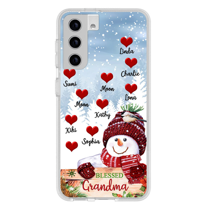 Personalized Snowman Grandma Phone Case - Christmas Gift Idea For Grandma - Up to 10 Kids - Case For iPhone/Samsung - Blessed Grandma