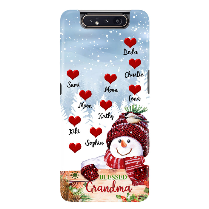Personalized Snowman Grandma Phone Case - Christmas Gift Idea For Grandma - Up to 10 Kids - Case For iPhone/Samsung - Blessed Grandma