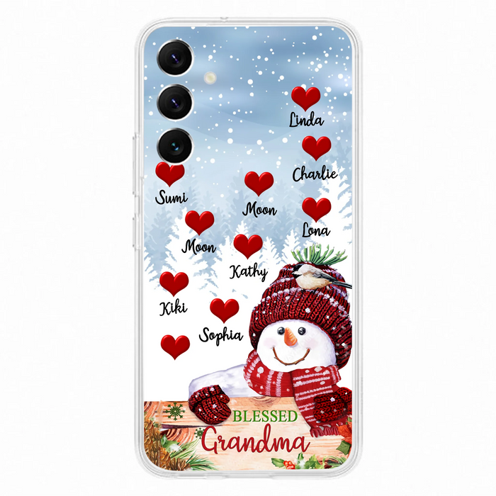Personalized Snowman Grandma Phone Case - Christmas Gift Idea For Grandma - Up to 10 Kids - Case For iPhone/Samsung - Blessed Grandma