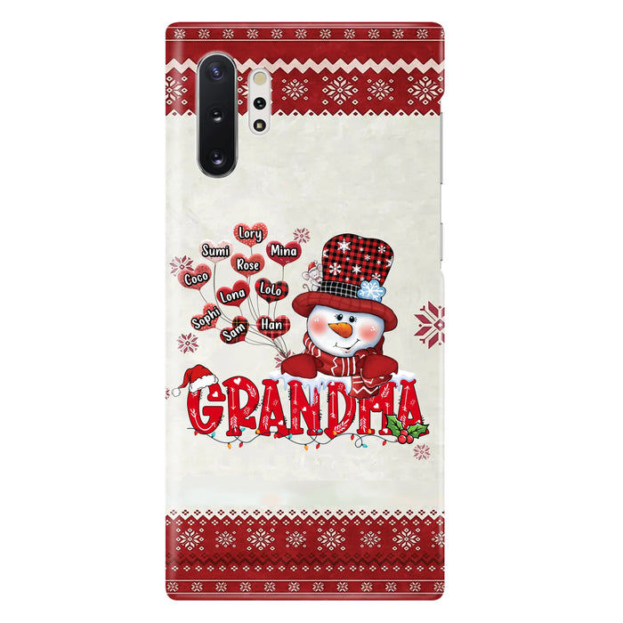 Personalized Snowman Grandma Phone Case - Christmas Gift Idea For Grandma - Up to 10 Kids - Case For iPhone/Samsung