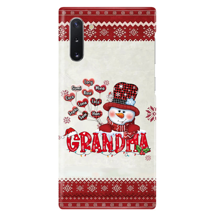 Personalized Snowman Grandma Phone Case - Christmas Gift Idea For Grandma - Up to 10 Kids - Case For iPhone/Samsung