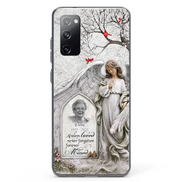 Custom Personalized Angel Memorial Phone Case - Upload Photo - Memorial Gift Idea For Family Member - Always Loved Never Forgotten Forever Missed - Case For iPhone/Samsung
