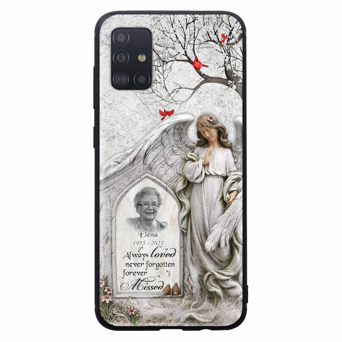 Custom Personalized Angel Memorial Phone Case - Upload Photo - Memorial Gift Idea For Family Member - Always Loved Never Forgotten Forever Missed - Case For iPhone/Samsung