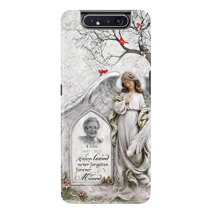 Custom Personalized Angel Memorial Phone Case - Upload Photo - Memorial Gift Idea For Family Member - Always Loved Never Forgotten Forever Missed - Case For iPhone/Samsung