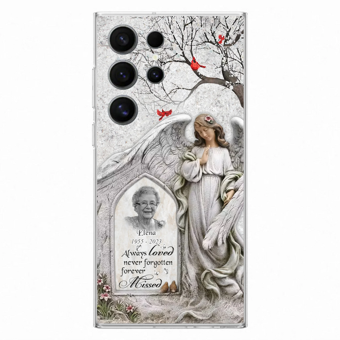 Custom Personalized Angel Memorial Phone Case - Upload Photo - Memorial Gift Idea For Family Member - Always Loved Never Forgotten Forever Missed - Case For iPhone/Samsung