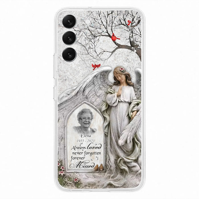 Custom Personalized Angel Memorial Phone Case - Upload Photo - Memorial Gift Idea For Family Member - Always Loved Never Forgotten Forever Missed - Case For iPhone/Samsung
