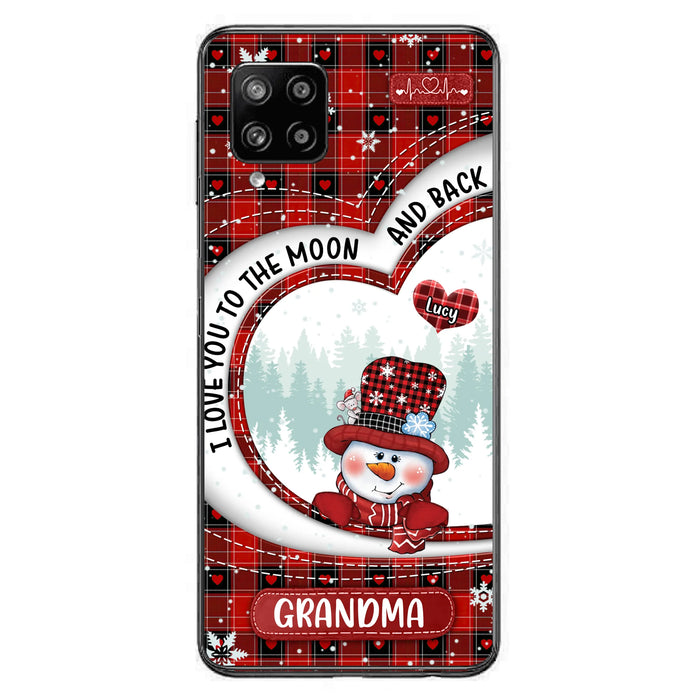 Custom Personalized Snowman Grandma Phone Case - Christmas Gift Idea For Grandma - Up to 12 Kids - Case For iPhone/Samsung - I Love You To The Moon And Back