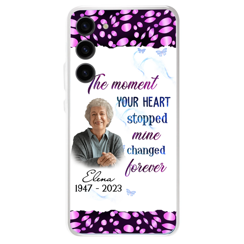 Custom Personalized Memorial Photo Phone Case - Memorial Gift For Family Member - Upload Photo - Case For iPhone/Samsung - The Moment Your Heart Stopped Mine Changed Forever