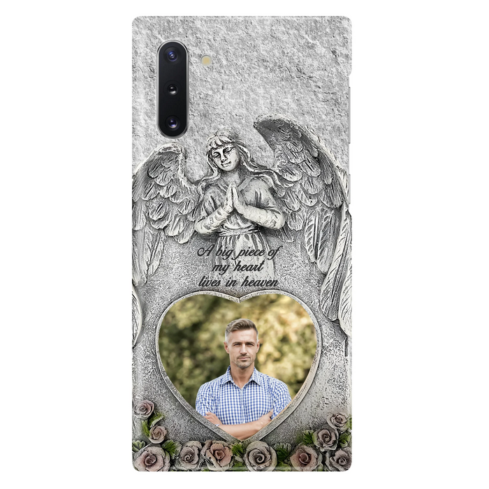 Custom Personalized Memorial Photo Phone Case - Memorial Gift Idea For Family Member - A Big Piece Of My Heart Lives In Heaven - Case For iPhone/Samsung