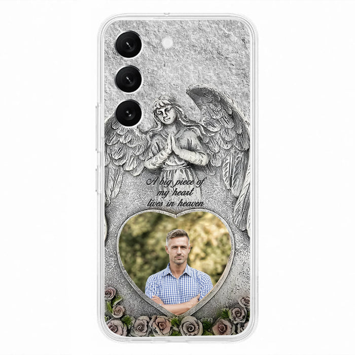 Custom Personalized Memorial Photo Phone Case - Memorial Gift Idea For Family Member - A Big Piece Of My Heart Lives In Heaven - Case For iPhone/Samsung